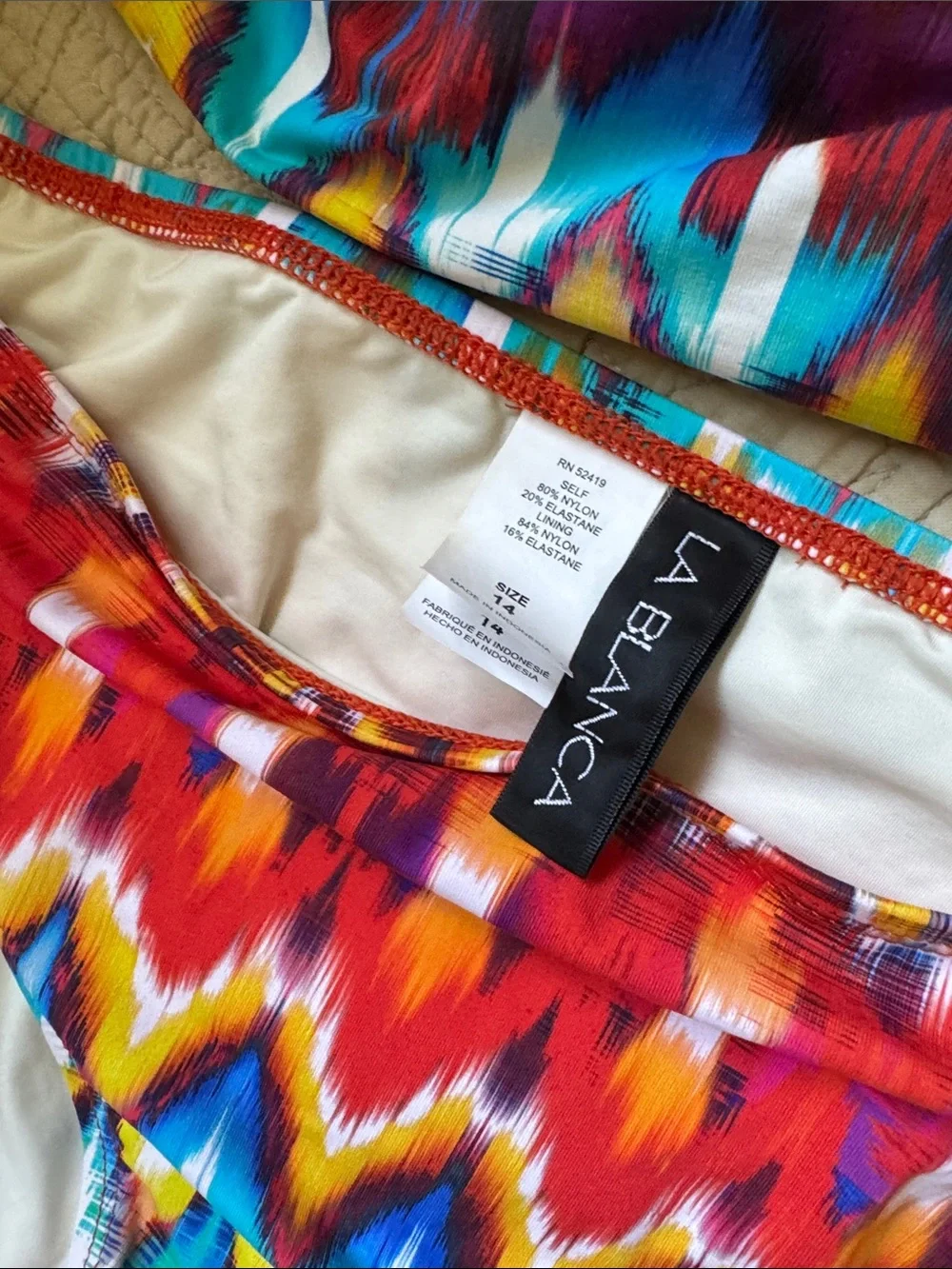 La Blanca Bright Multicolor Ikat Tankini and Bikini Set